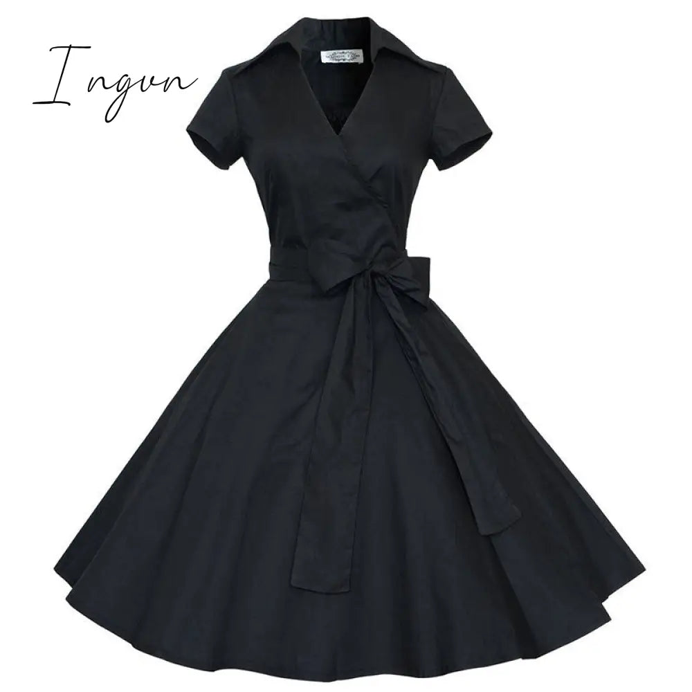 Ingvn - Audrey Hepburn Summer Dress Women Polka Dot Vintage Swing Robe Rockabilly Housewife Retro