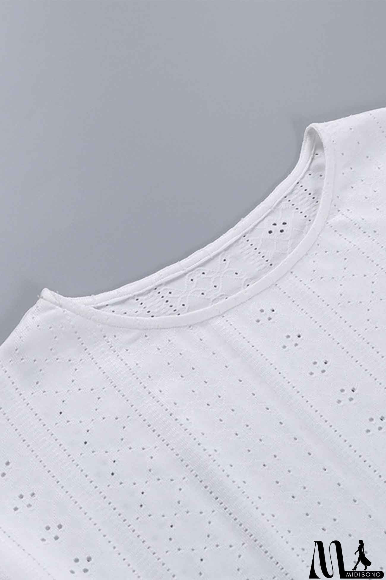 MidiSono - Hollow Long Sleeve Shorts Slit Two-Piece Set