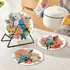 4PCS Diamond Painted Acrylic Parrot Placemats Insulated Dish Mats Comes with Mats