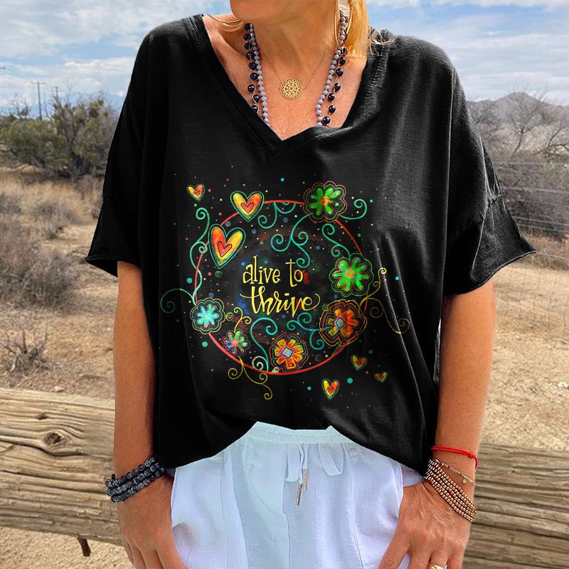 Alive To Thrive Printed Hippie T-shirt