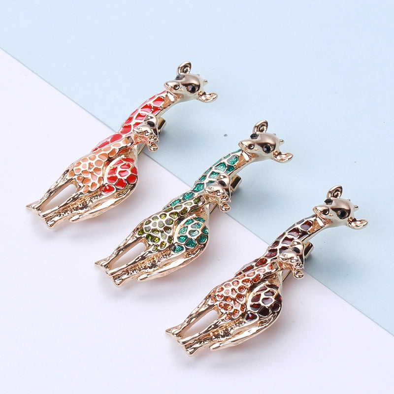 Exaggerated Pin Giraffe Alloy Enamel Women's Brooches