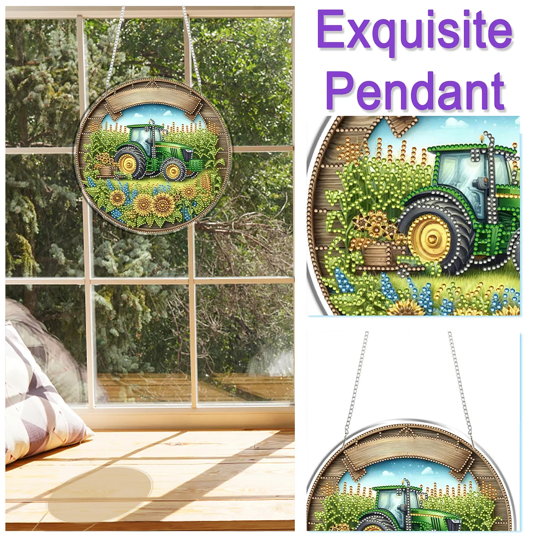 Manor Car 2D Flat DIY Acrylic Diamond Art Pendant Craft Kit for Home Wall Decor