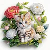 Diamond Painting-DIY Crystal Rhinestone Simple Flower Cat(40x40cm)
