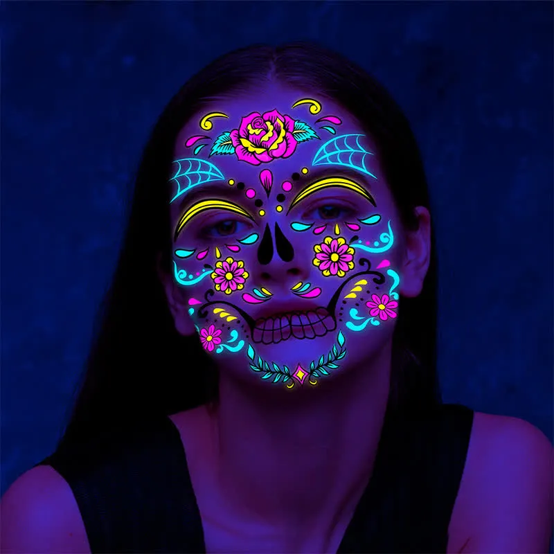 8 Sheets Halloween Funny Luminous Temporary Tattoos Stickers