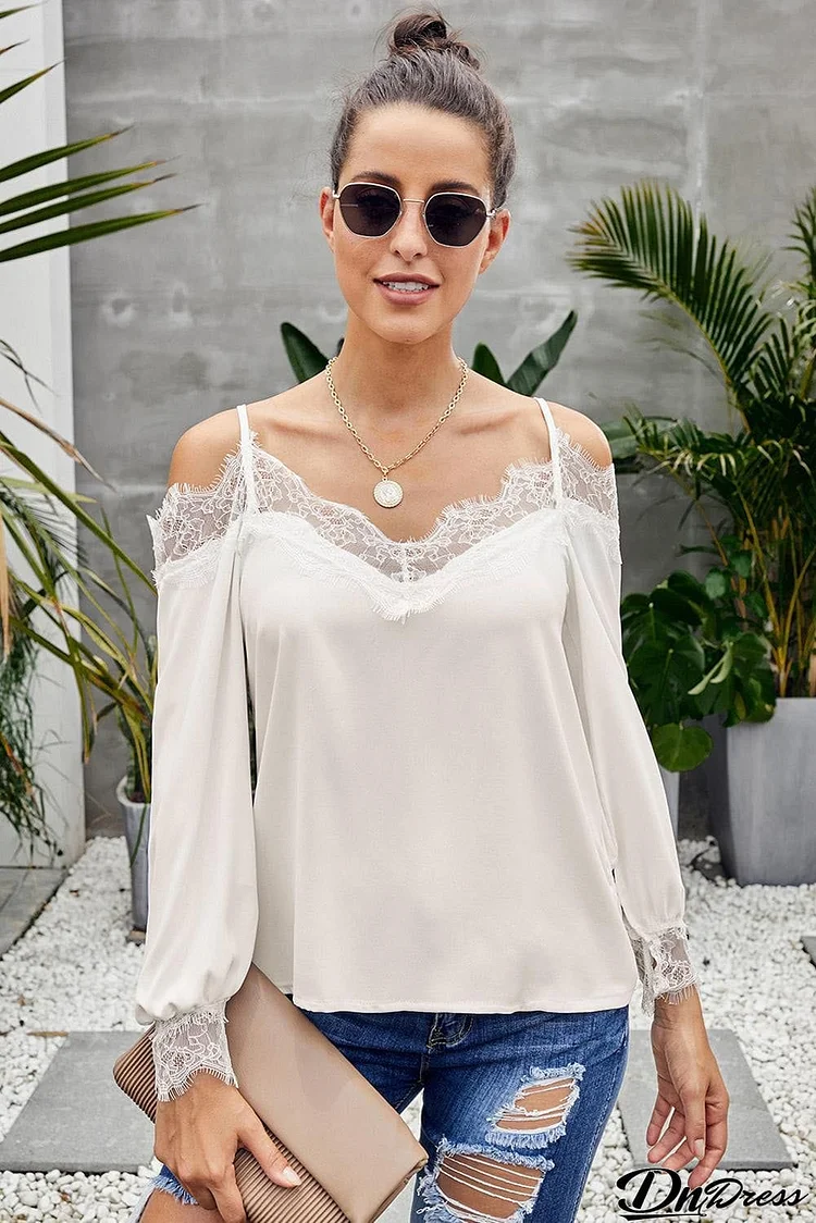 Lace Cold Shoulder Blouse