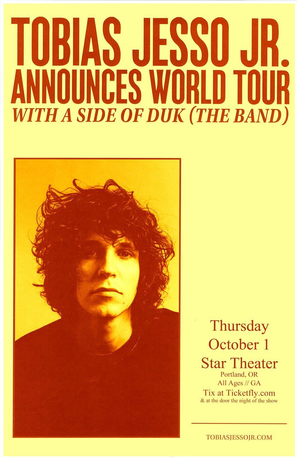 TOBIAS JESSO JR. Gig POSTER Oct. 2015 Portland Oregon Concert