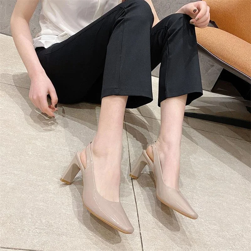 Fashion Square Head Thick Heel High Heels