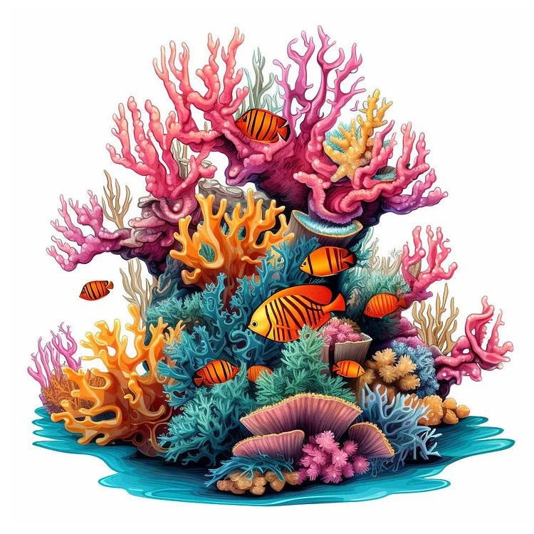 Underwater World Coral Fish 14CT Stamped Cross Stitch 40*40CM