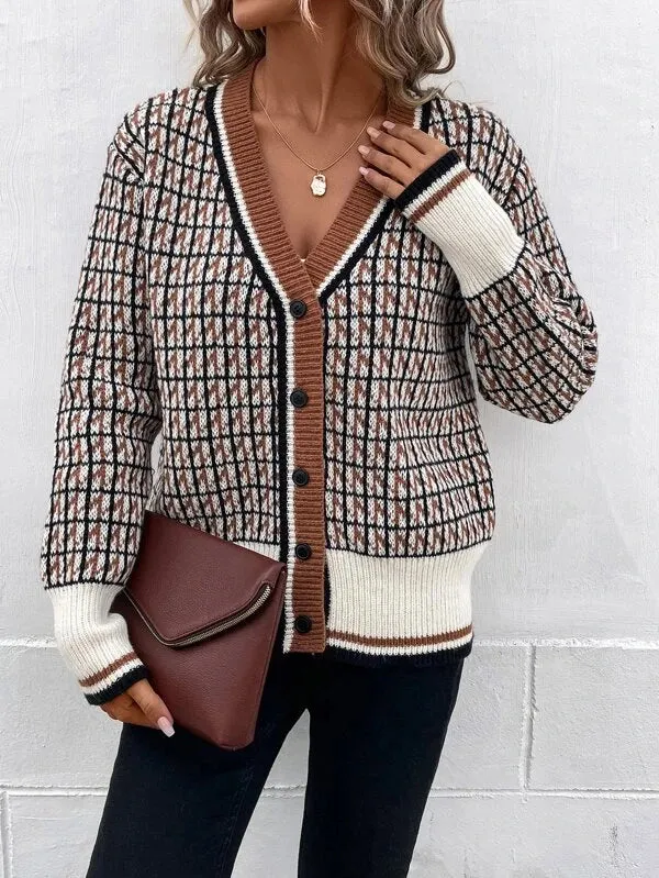 Retro Print Long Sleeve Sweater