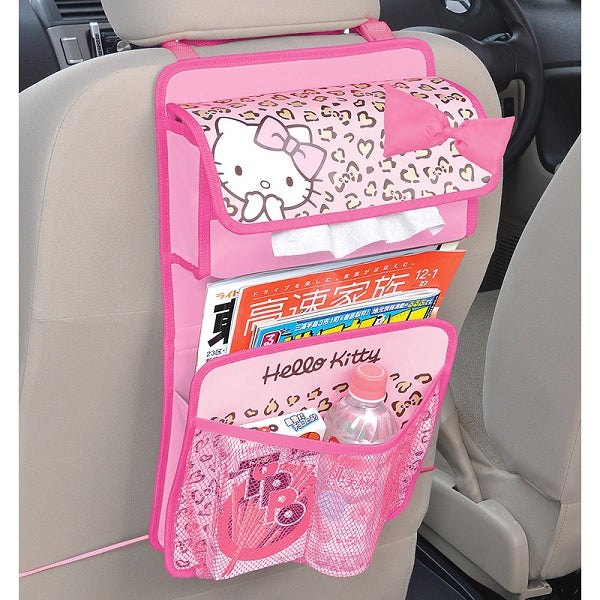 Hello Kitty Auto Rear Pocket That Clings to Headrest Back Seat Pink Leopard A Cute Shop - Inspired by You For The Cute Soul 