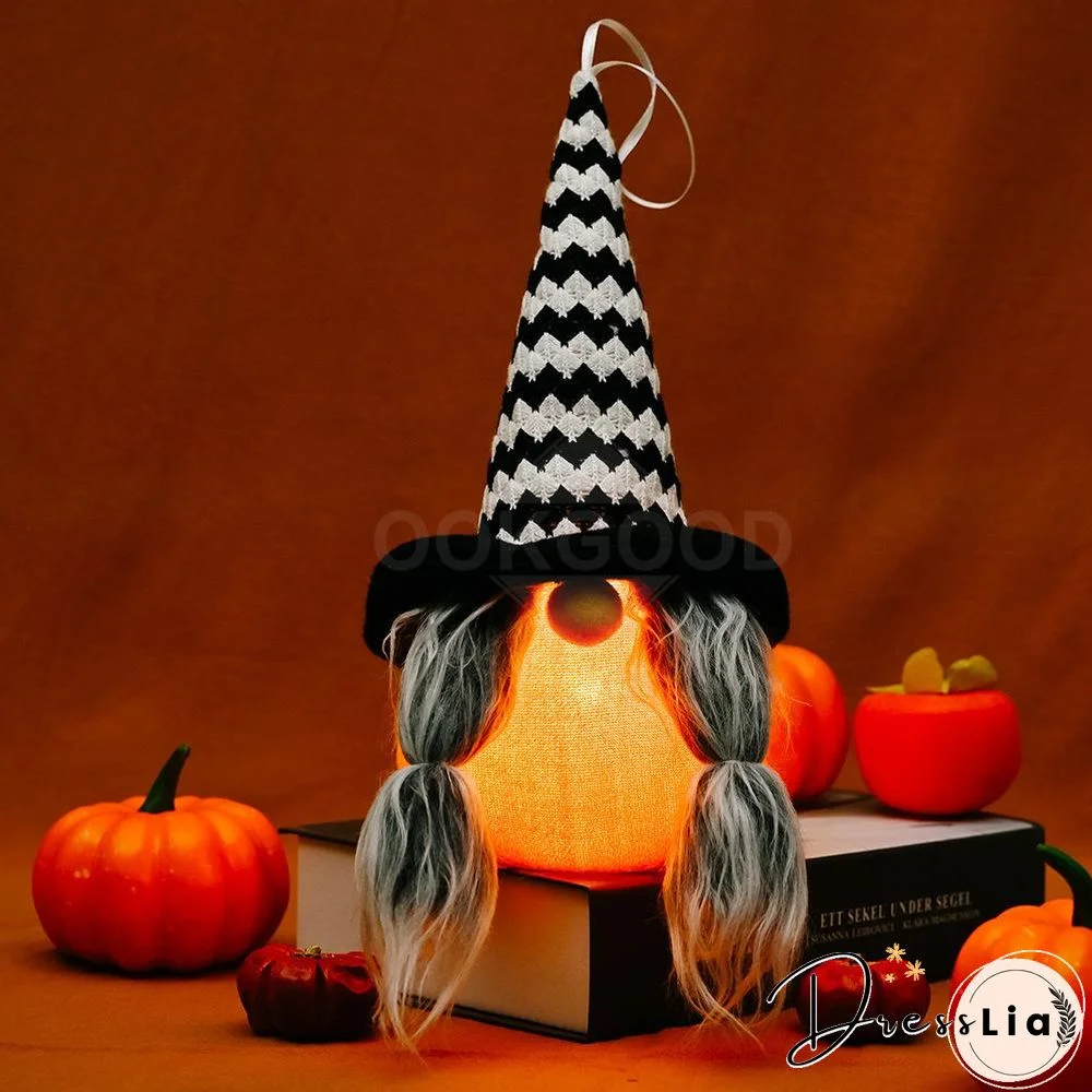 Halloween Gnome Hanging With Lights For Holiday Decoration