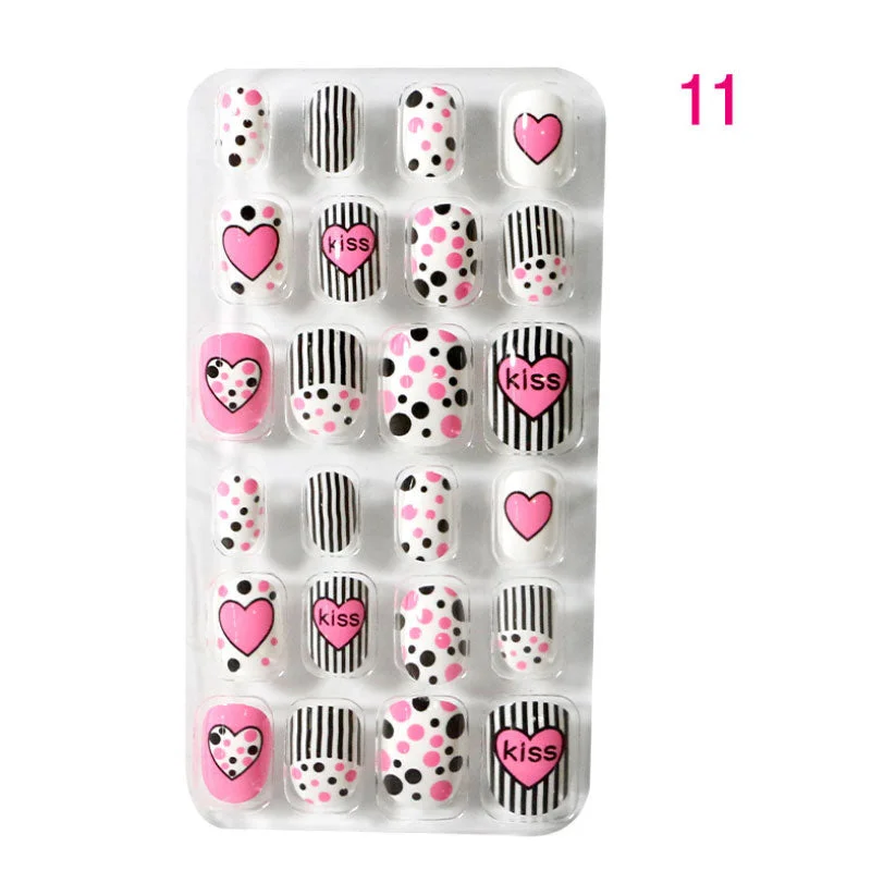 24PCS/box Children/adult Cartoon Candy Fake Nails Full Coverage Self-adhesive Nail Polish Cute Girl Manicure Decoration CL02