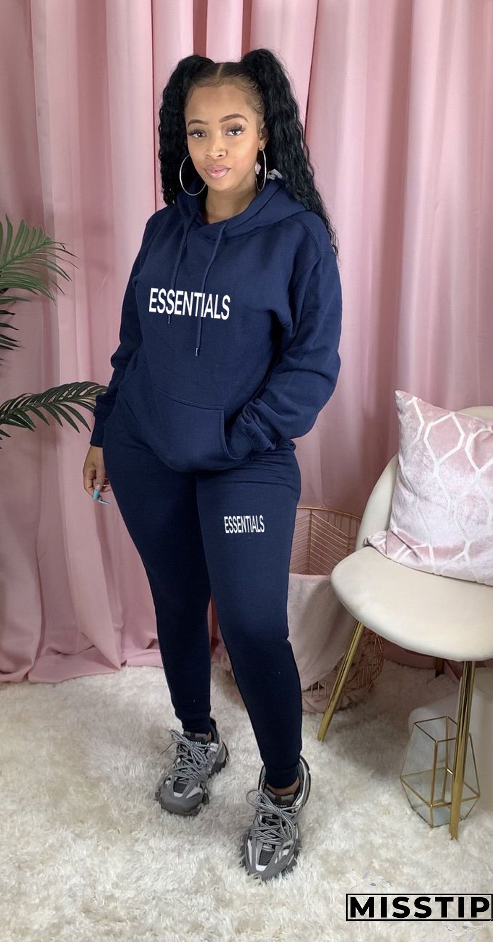 Winter Hooded Sweatshirt Skinny Pants Tracksuit