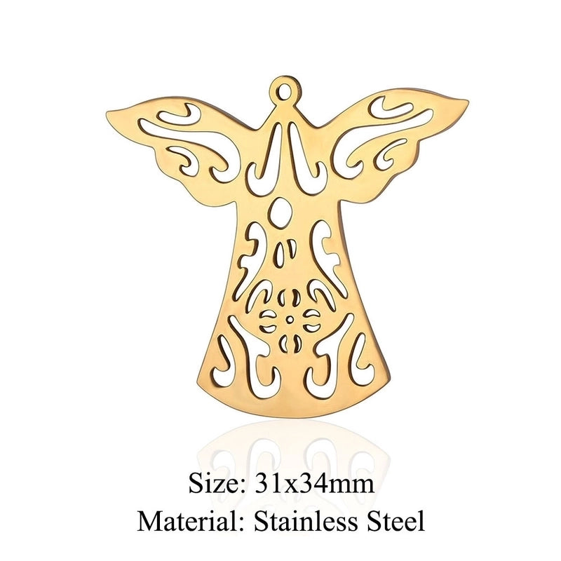 5 Pieces Stainless Steel 18K Gold Plated Angel Wings