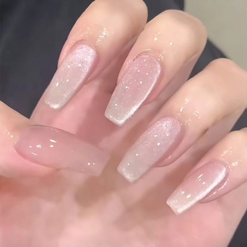 Wear Nail Beauty Nail Piece TikTok Hot Blush Gradient Butterfly Nail Sticker Finished Detachable Fake Nail