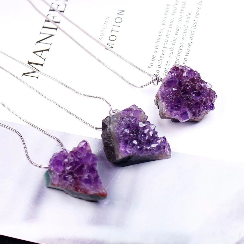 Raw Purple Amethyst Necklace