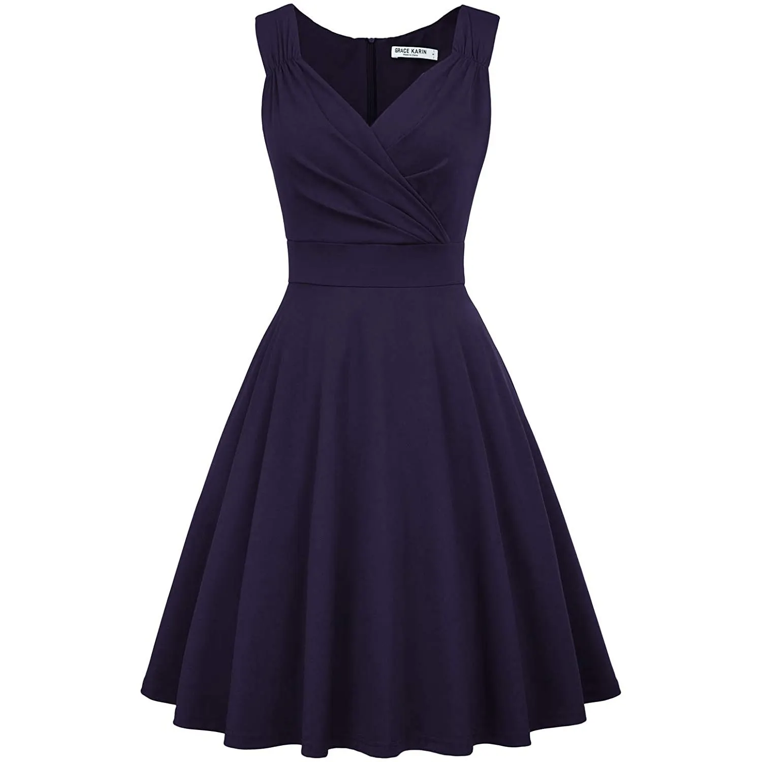 Sleeveless Wrap V-Neck A-line Bridesmaid Cocktail Party Dress for Women