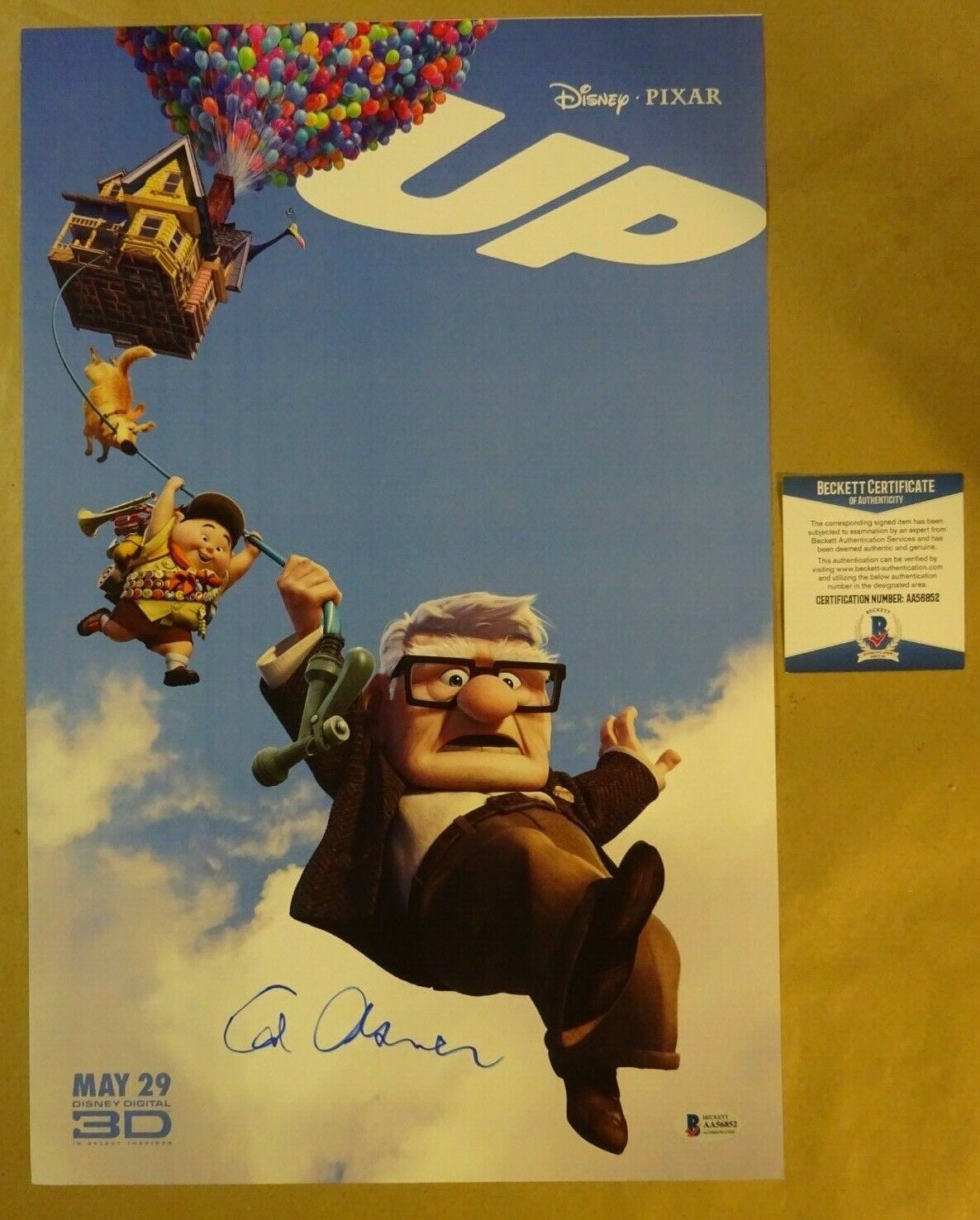 Signed ED ASNER Autographed DISNEY PIXAR UP 11x17