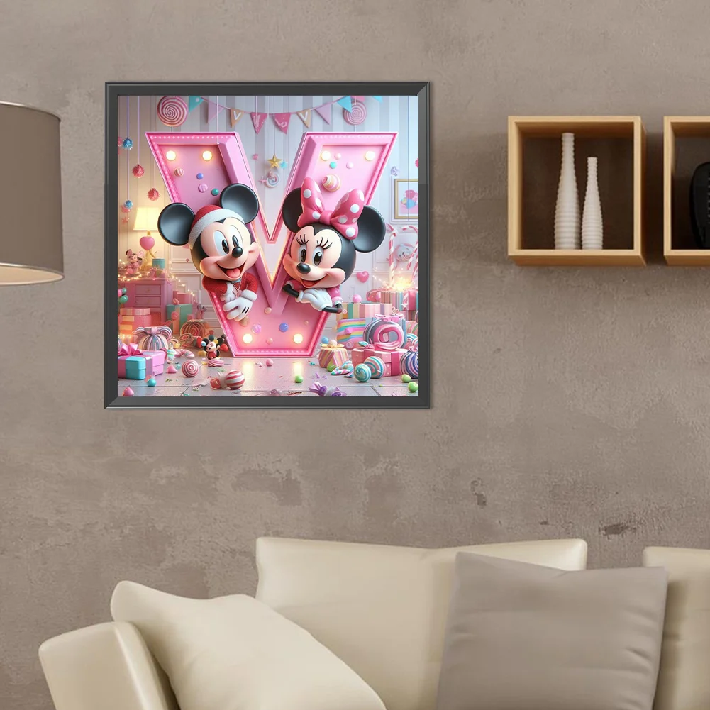 Full Round Diamond Painting 40*40cm - Disney Mickey Minnie Alphabet
