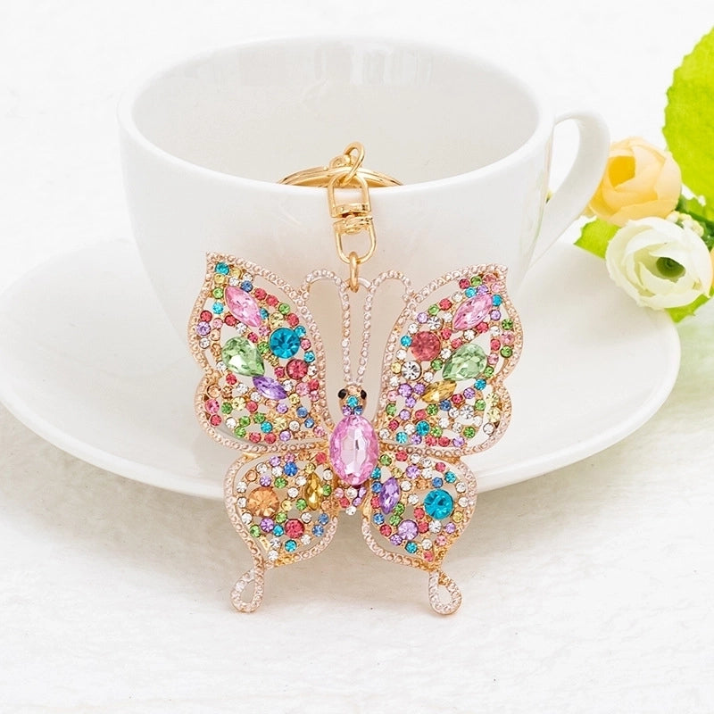Fashion Butterfly Zinc Alloy Inlay Rhinestones Women’s Keychain 1 Piece