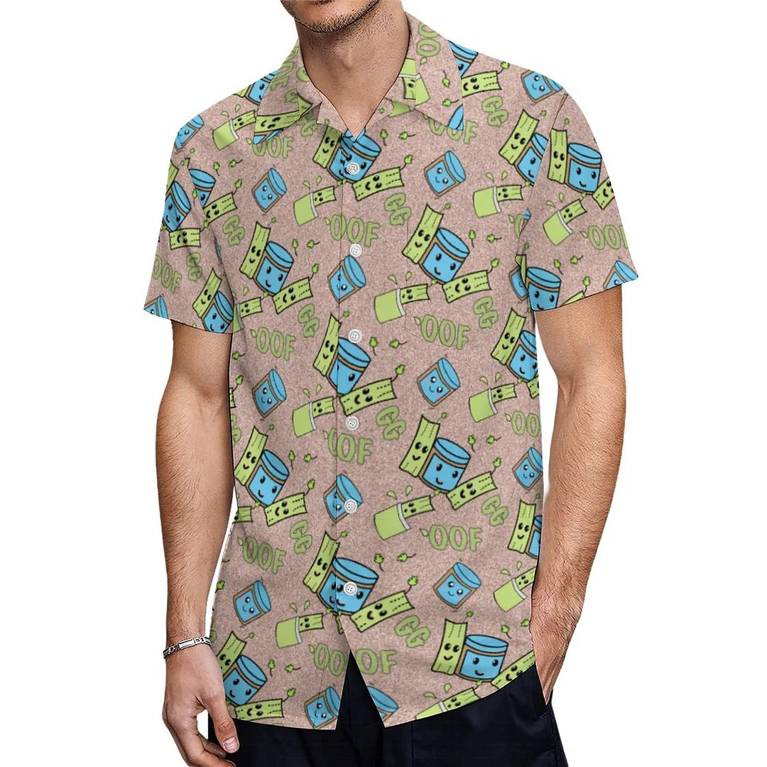 Kawaii Celery Peanut Butter Gamer Hawaiian Shirt Mens Button Down Plus Size Tropical Hawaii Beach Shirts
