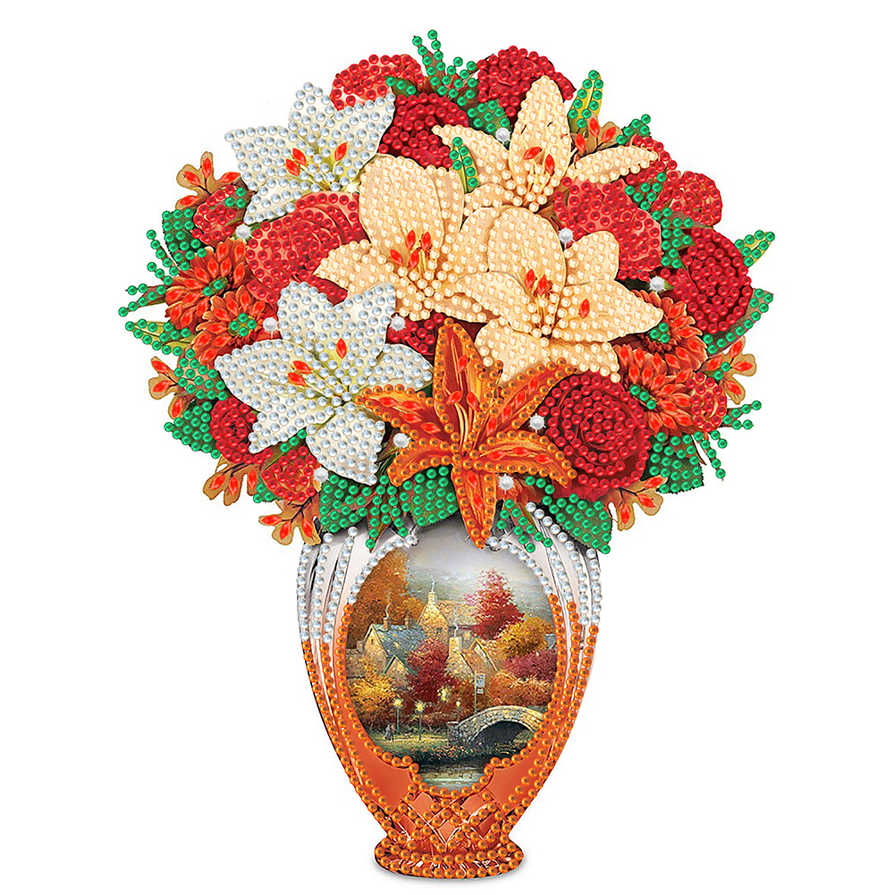 Exquisite Vase Bouquet 30*30CM(Canvas) Special Shaped Drill Diamond Painting gbfke