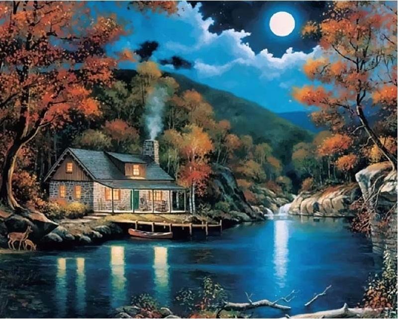 

Cabin by the Greet Lake – Paint By Numbers - 40*50CM, 501 Original