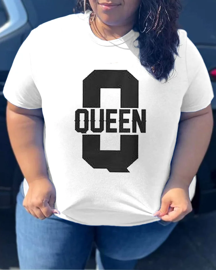 King Queen Couples Plus Size  Personalized Print T-Shirt