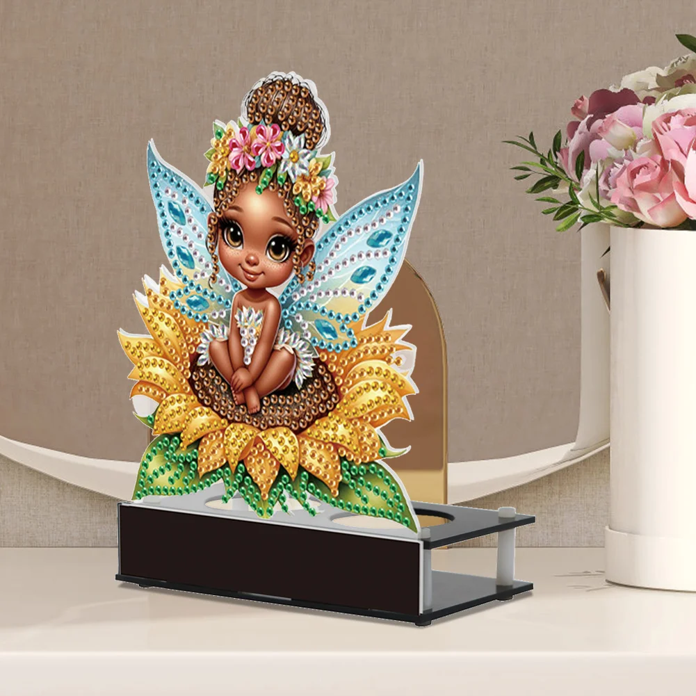 5D DIY Flower Fairy Diamond Art Mini Candle Holder for Aromatherapy Art Crafts