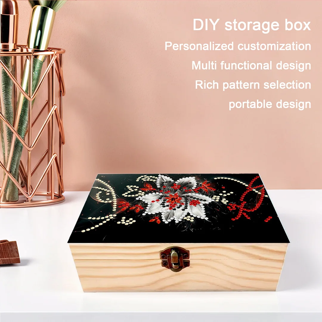 Flower DIY Wooden 5D Diamond Art Diamond Art Storage Box for Adult Desktop Decor
