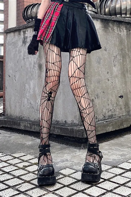 Gothic Spider Mesh Fishnet Socks