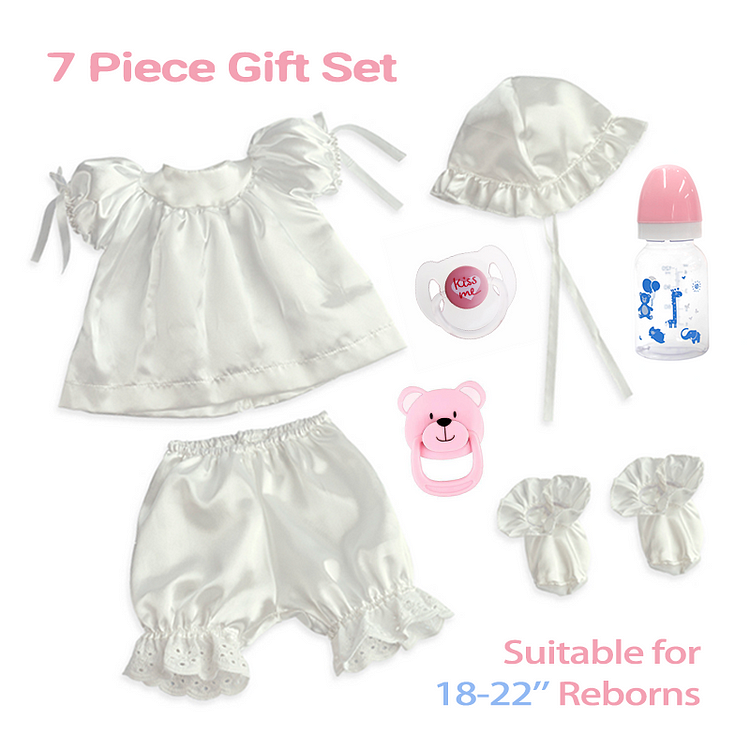  18-22 Inches Reborn Baby Clothes Accessories Princess Suit 7 Piece Set - Reborndollsshop®-Reborndollsshop®