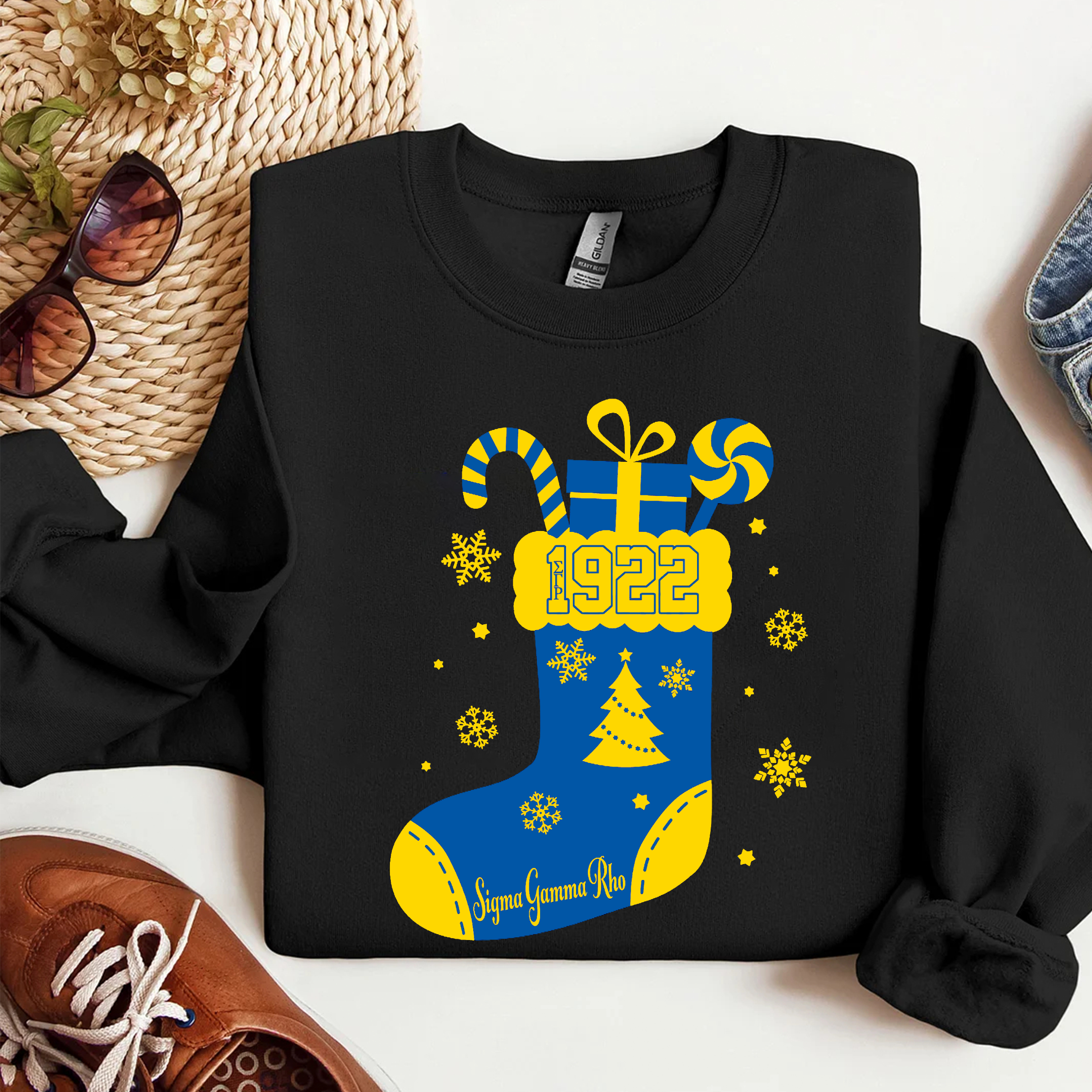 Christmas Socks Long Sleeve Round Neck Comfortable Hoodie and Sweatshirt