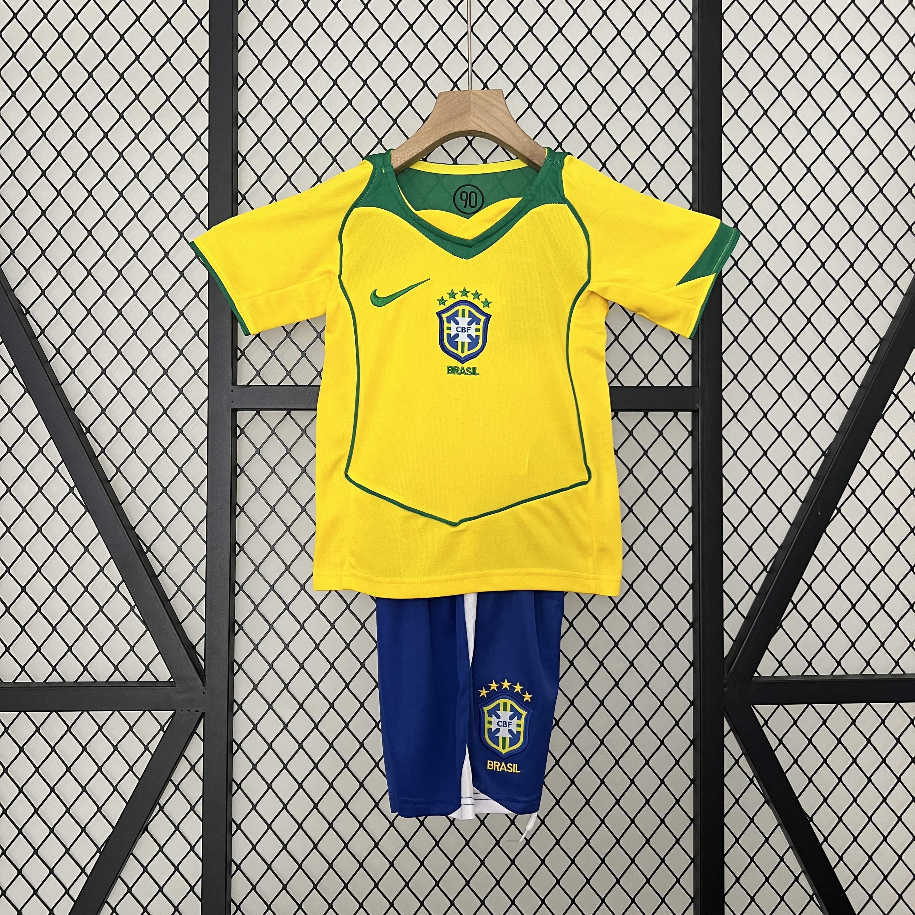 Retro Brazil 2004 Home Stadium Kids Kit