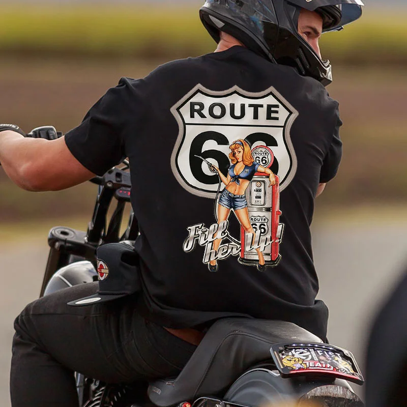 ROUTE 66 FILL HER UP Sexy Lady Print Men's T-shirt