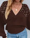 Pearls Decor Batwing Sleeve Sweater