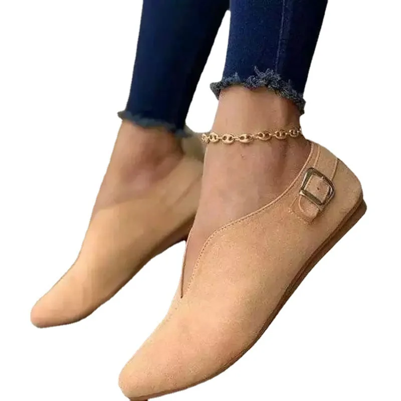 Yyvonne Lady Single-Shoe Casual Solid-Colored Velvet Head Flat Heeled Feet Pedal Shoes Children Spring And Autumn