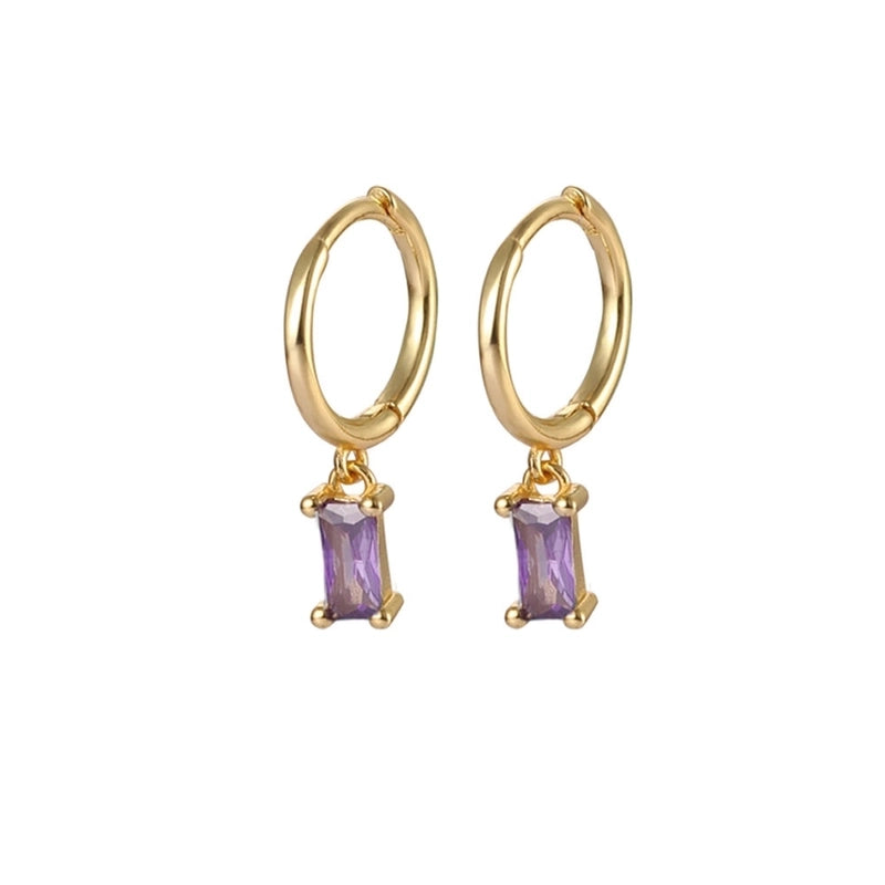 1 Pair White Gold Plated Gold Plated 925 Sterling Silver Zircon Geometric Drop Earrings