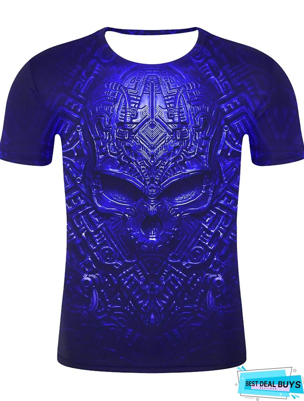 Men's T-Shirt Graphic 3D Skull Plus Size Print Short Sleeve Daily Tops Streetwear Exaggerated Round Neck