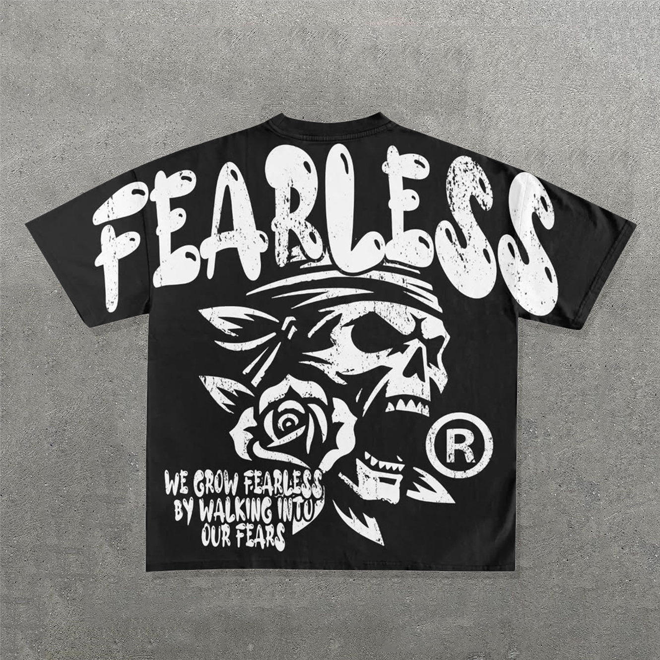Fashion Skull Fearless Print Short Sleeve T-Shirt