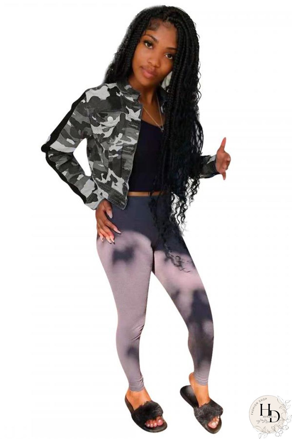 Gold Turndown Collar Camouflage Patchwork The cowboy Others Long Sleeve Denim jacket