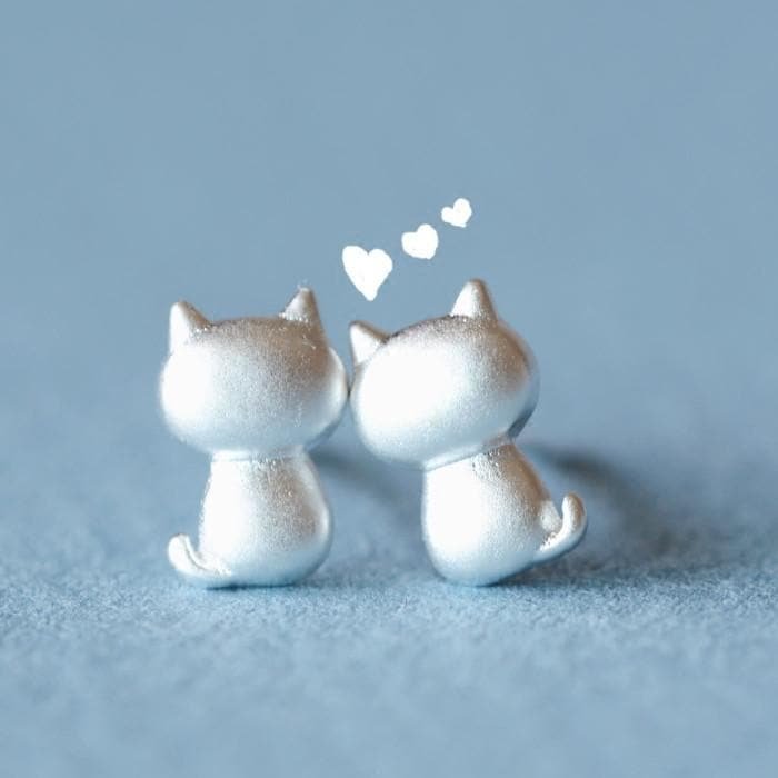 Silver Kawaii Kitty Earrings SP179085