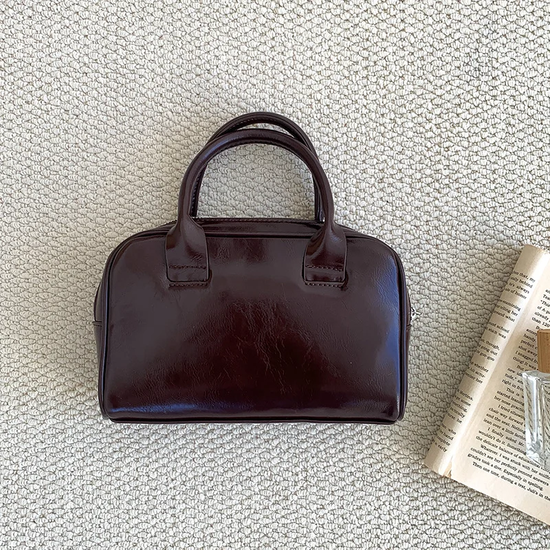 Mongw Mongw Version Of Simple Wind Red Handbag 2024 New Advanced Sense Commuter Small Square Bag Fashion PU Women's Hand Bag