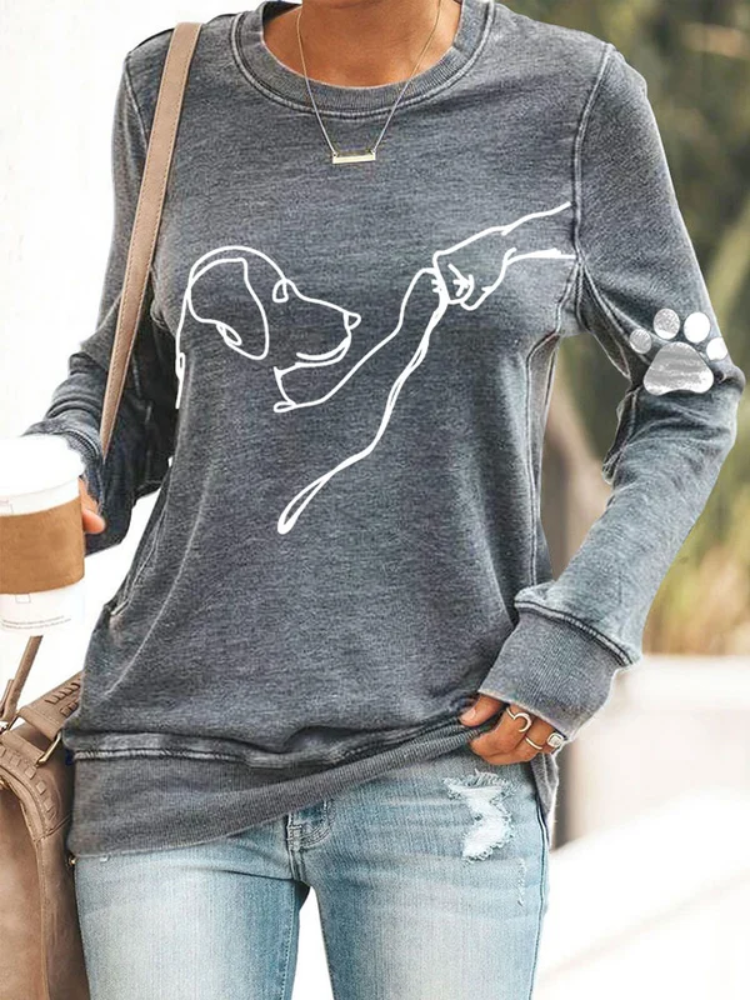 Dog High Five Casual Printed Sweater