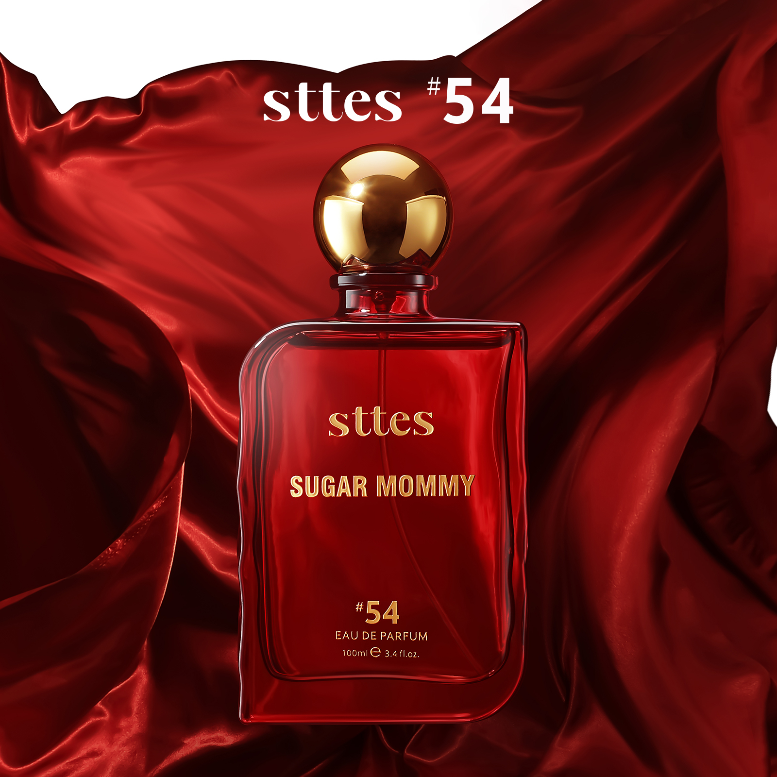 Sttes Perfume #54 Sugar Mommy Eau de Parfum for Women & Men, Sweet Amber Floral Fragrance with Saffron, Bitter Almond, Jasmine, Amberwood & Musk Notes, Long-Lasting, 100 ml (3.4 fl oz)