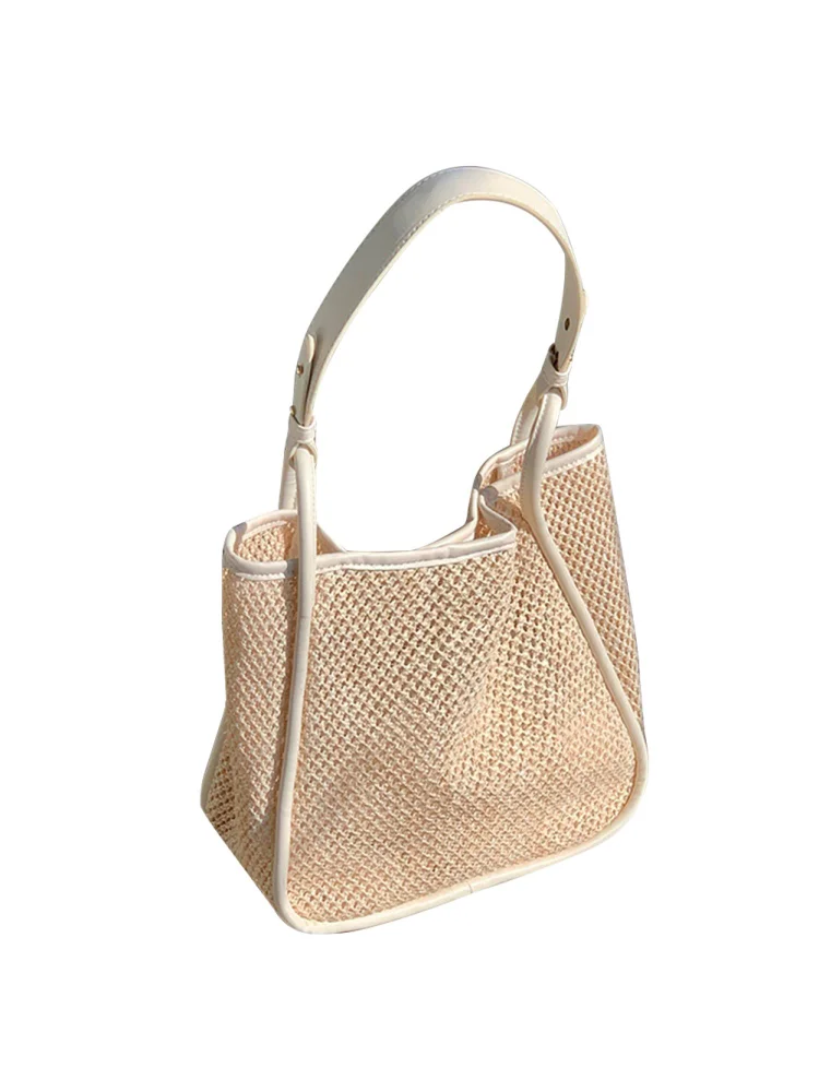 Straw Beach Tote Bag Large Hollow Women Vacation Shopping Shoulder Bags