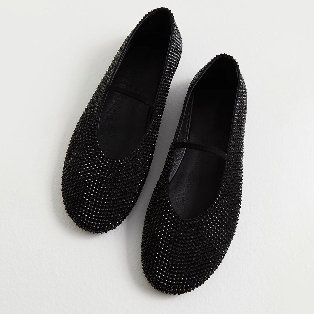 Black Vegan Leather Round Toe Flat Strappy Ballet Shoes Nicepairs