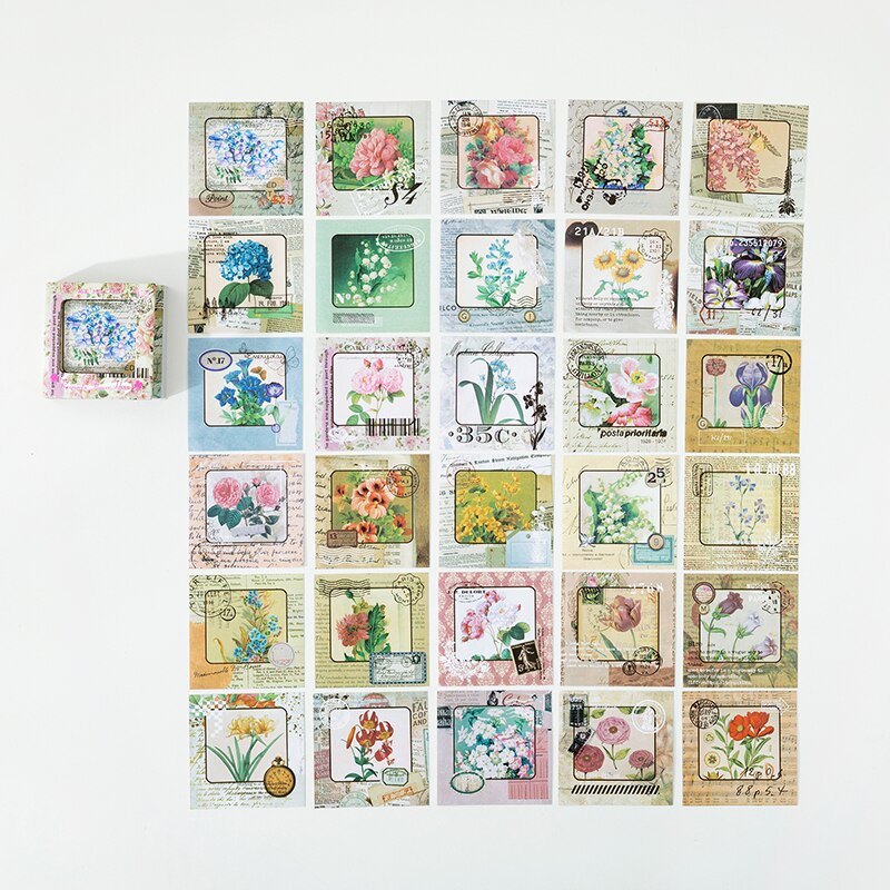 JOURNALSAY 60Sheets Vintage Coated Paper Sticker Book Character Animal