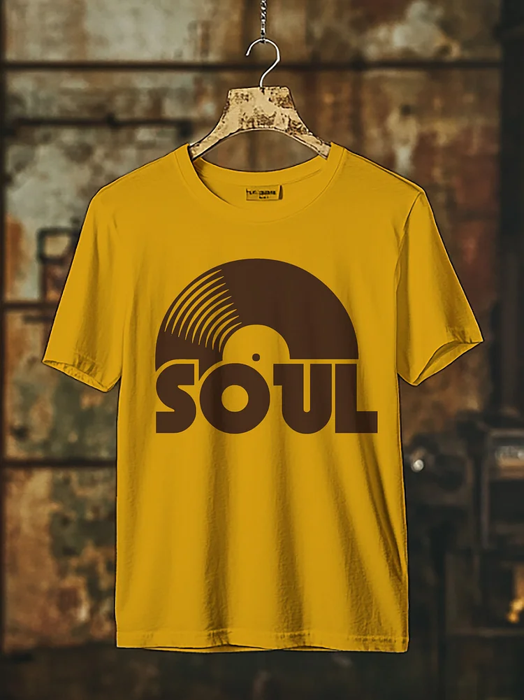 Men's Soul Music Graphic Print Cotton Casual T-Shirt
