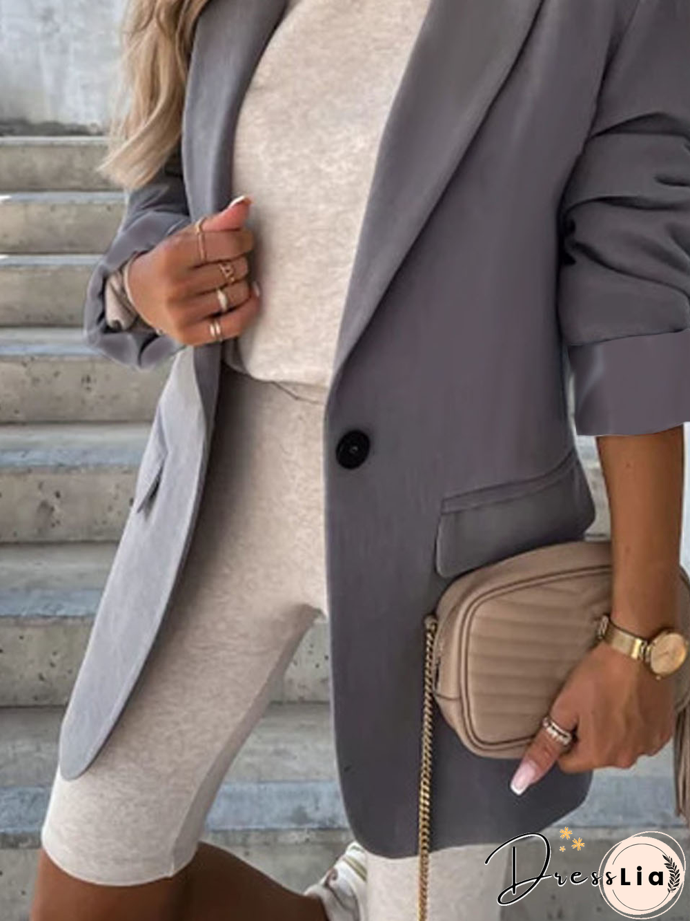 Loose Shawl Collar Plain Casual Blazer